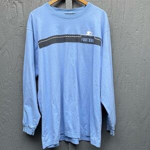 Vintage Men’s STARTER Carolina Blue Football Long Sleeve T-Shirt Size XL
